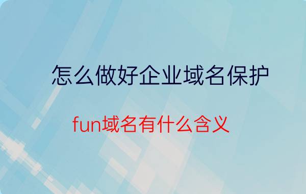 怎么做好企业域名保护 fun域名有什么含义，注册了有用吗？